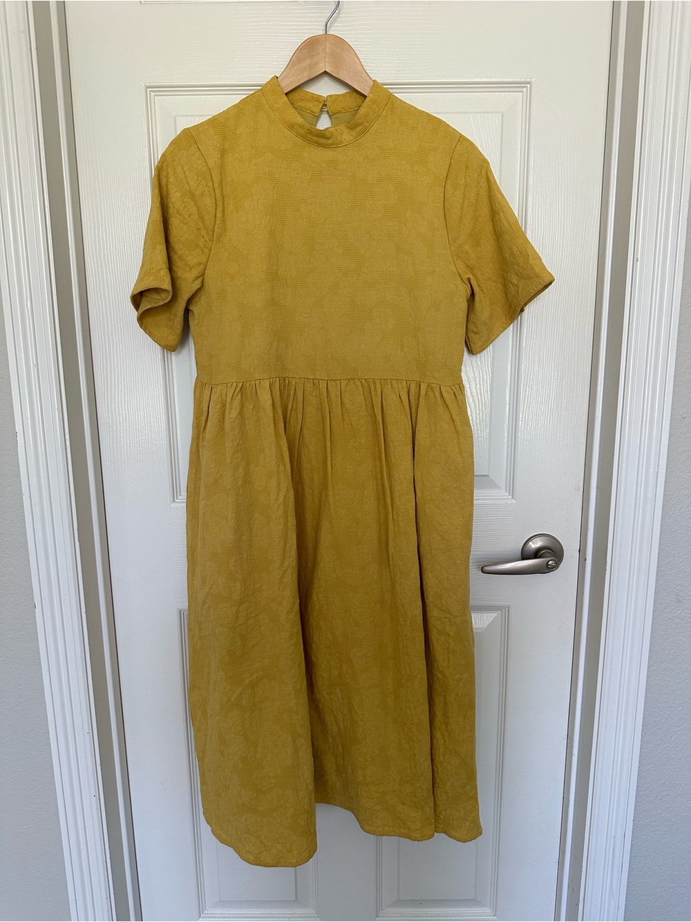 Mustard Midi Dress with High Neck